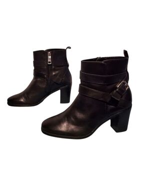 Lauren Ralph Lauren Leather Side Zip Heeled Ankle Booties Boots Women's 7.5B
